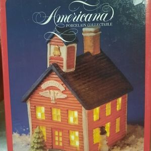 Vtg. National Decor  1991 Americana Porcelain  School House Collectible In Box